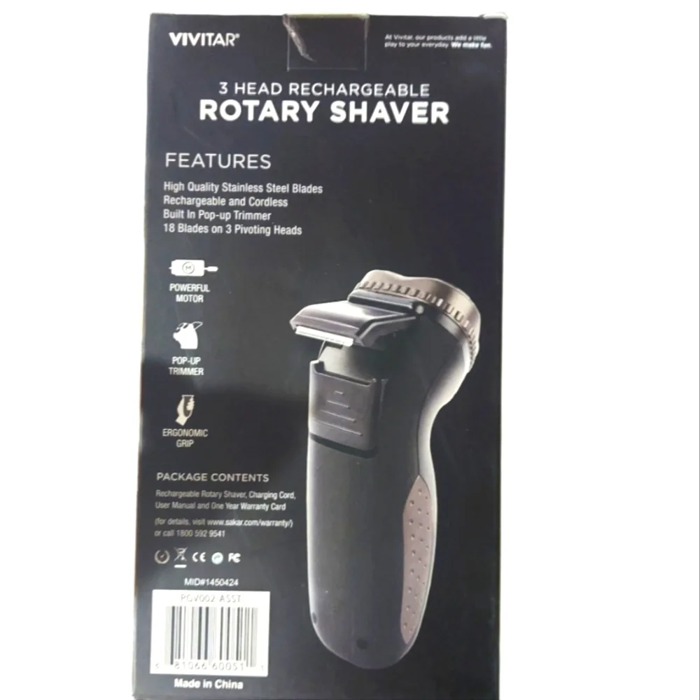 Vivitar Black Rotary Shaver Rechargeable